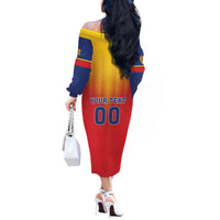 Custom Romania Volleyball Off The Shoulder Long Sleeve Dress Sporty Style
