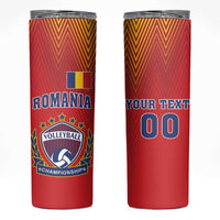 Custom Romania Volleyball Skinny Tumbler Sporty Style