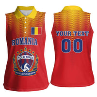 Custom Romania Volleyball Women Sleeveless Polo Shirt Sporty Style