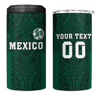 Custom Mexico Football 4 in 1 Can Cooler Tumbler El Tricolor Go Champions Aztec Pattern