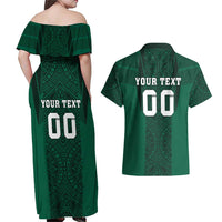 Custom Mexico Football Couples Matching Off Shoulder Maxi Dress and Hawaiian Shirt El Tricolor Go Champions Aztec Pattern