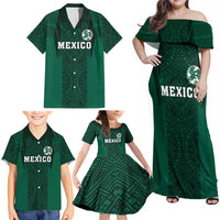 Custom Mexico Football Family Matching Off Shoulder Maxi Dress and Hawaiian Shirt El Tricolor Go Champions Aztec Pattern
