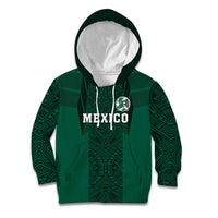 Custom Mexico Football Kid Hoodie El Tricolor Go Champions Aztec Pattern