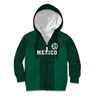 Custom Mexico Football Kid Hoodie El Tricolor Go Champions Aztec Pattern
