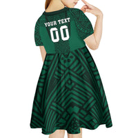 Custom Mexico Football Kid Short Sleeve Dress El Tricolor Go Champions Aztec Pattern