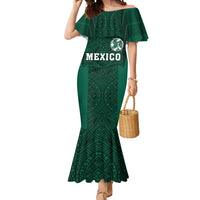 Custom Mexico Football Mermaid Dress El Tricolor Go Champions Aztec Pattern