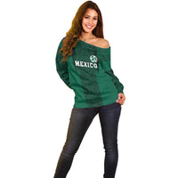 Custom Mexico Football Off Shoulder Sweater El Tricolor Go Champions Aztec Pattern