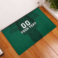 Custom Mexico Football Rubber Doormat El Tricolor Go Champions Aztec Pattern