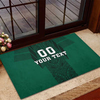 Custom Mexico Football Rubber Doormat El Tricolor Go Champions Aztec Pattern