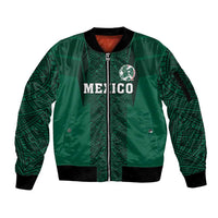 Custom Mexico Football Sleeve Zip Bomber Jacket El Tricolor Go Champions Aztec Pattern