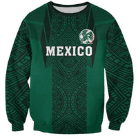 Custom Mexico Football Sweatshirt El Tricolor Go Champions Aztec Pattern