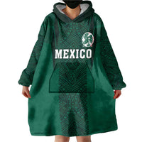 Custom Mexico Football Wearable Blanket Hoodie El Tricolor Go Champions Aztec Pattern