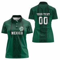 Custom Mexico Football Women Polo Shirt El Tricolor Go Champions Aztec Pattern