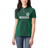 Custom Mexico Football Women Polo Shirt El Tricolor Go Champions Aztec Pattern