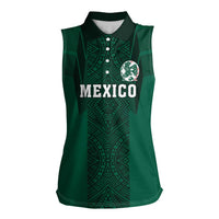 Custom Mexico Football Women Sleeveless Polo Shirt El Tricolor Go Champions Aztec Pattern