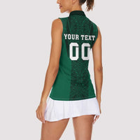 Custom Mexico Football Women Sleeveless Polo Shirt El Tricolor Go Champions Aztec Pattern