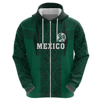 Custom Mexico Football Zip Hoodie El Tricolor Go Champions Aztec Pattern
