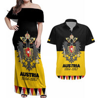 Austrian Empire 1804–1867 Couples Matching Off Shoulder Maxi Dress and Hawaiian Shirt Flag Style