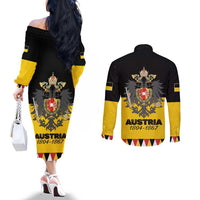 Austrian Empire 1804–1867 Couples Matching Off The Shoulder Long Sleeve Dress and Long Sleeve Button Shirt Flag Style
