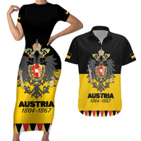 Austrian Empire 1804–1867 Couples Matching Short Sleeve Bodycon Dress and Hawaiian Shirt Flag Style