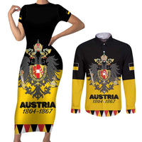 Austrian Empire 1804–1867 Couples Matching Short Sleeve Bodycon Dress and Long Sleeve Button Shirt Flag Style