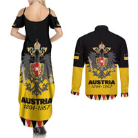 Austrian Empire 1804–1867 Couples Matching Summer Maxi Dress and Long Sleeve Button Shirt Flag Style