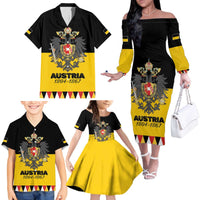 Austrian Empire 1804–1867 Family Matching Off The Shoulder Long Sleeve Dress and Hawaiian Shirt Flag Style