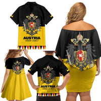 Austrian Empire 1804–1867 Family Matching Off Shoulder Short Dress and Hawaiian Shirt Flag Style