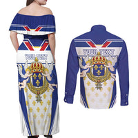 Personalized French Colonial Empire Couples Matching Off Shoulder Maxi Dress and Long Sleeve Button Shirt Royal Standard of France
