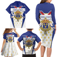 Personalized French Colonial Empire Family Matching Long Sleeve Bodycon Dress and Hawaiian Shirt Royal Standard of France