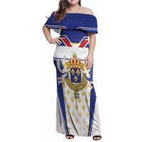 Personalized French Colonial Empire Family Matching Off Shoulder Maxi Dress and Hawaiian Shirt Royal Standard of France