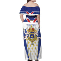 Personalized French Colonial Empire Family Matching Off Shoulder Maxi Dress and Hawaiian Shirt Royal Standard of France