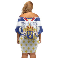 Personalized French Colonial Empire Family Matching Off Shoulder Short Dress and Hawaiian Shirt Royal Standard of France