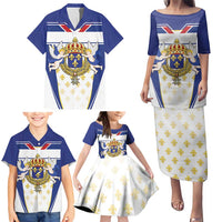 Personalized French Colonial Empire Family Matching Puletasi and Hawaiian Shirt Royal Standard of France