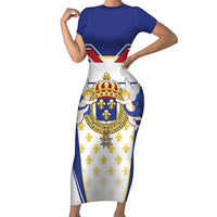 Personalized French Colonial Empire Family Matching Short Sleeve Bodycon Dress and Hawaiian Shirt Royal Standard of France