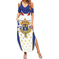 Personalized French Colonial Empire Family Matching Summer Maxi Dress and Hawaiian Shirt Royal Standard of France