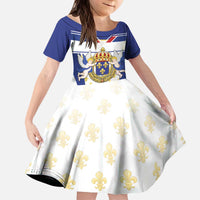 Personalized French Colonial Empire Kid Short Sleeve Dress Royal Standard of France