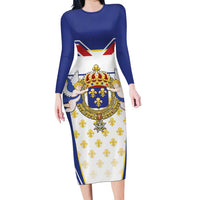 Personalized French Colonial Empire Long Sleeve Bodycon Dress Royal Standard of France