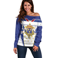 Personalized French Colonial Empire Off Shoulder Sweater Royal Standard of France