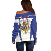 Personalized French Colonial Empire Off Shoulder Sweater Royal Standard of France