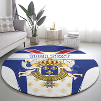 Personalized French Colonial Empire Round Carpet Royal Standard of France
