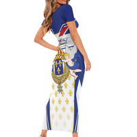 Personalized French Colonial Empire Short Sleeve Bodycon Dress Royal Standard of France