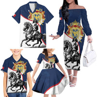 First French Empire 1804 – 1814 Family Matching Off The Shoulder Long Sleeve Dress and Hawaiian Shirt Liberte Ordre Public
