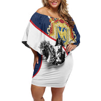 First French Empire 1804 – 1814 Off Shoulder Short Dress Liberte Ordre Public