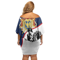 First French Empire 1804 – 1814 Off Shoulder Short Dress Liberte Ordre Public