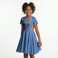 Custom DR Congo Football Kid Short Sleeve Dress Leopard Pride Heritage Edition