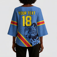 Custom DR Congo Football Kimono Sleeve Blouse Leopard Pride Heritage Edition