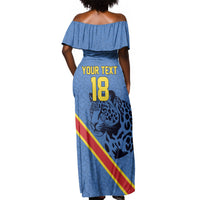 Custom DR Congo Football Off Shoulder Maxi Dress Leopard Pride Heritage Edition
