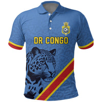Custom DR Congo Football Polo Shirt Leopard Pride Heritage Edition