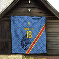 Custom DR Congo Football Quilt Leopard Pride Heritage Edition